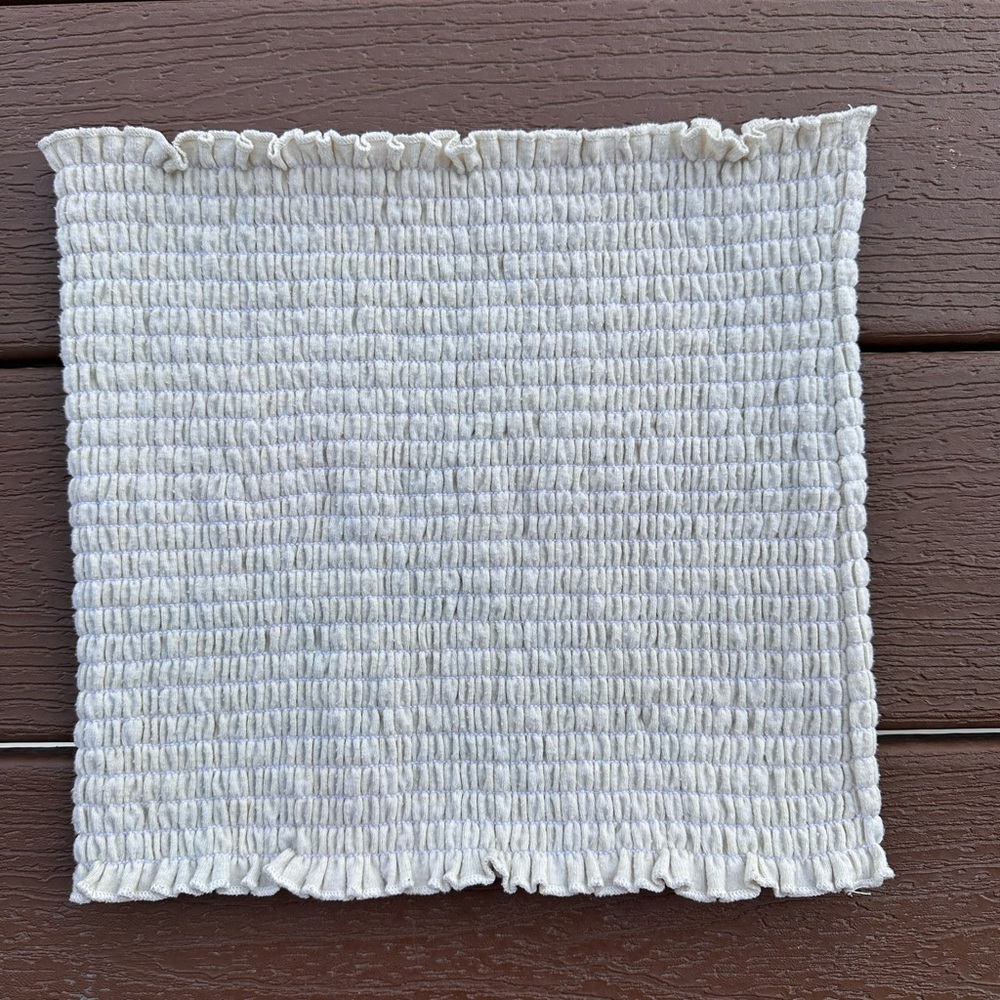Brandy Melville Cream Smocked Top